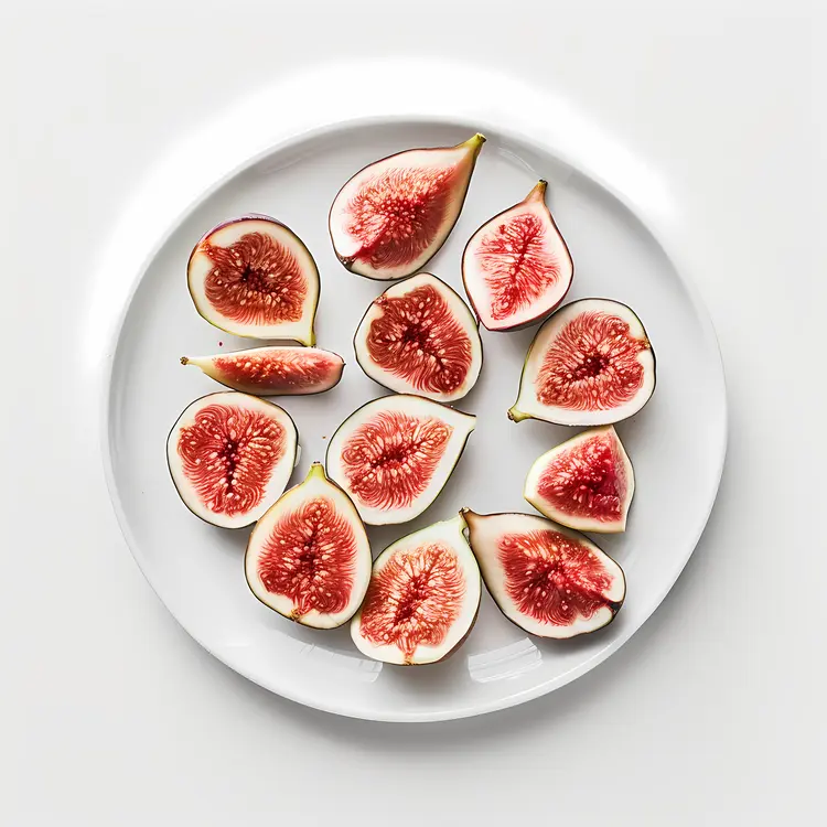 Fresh Sliced Figs on White Plate