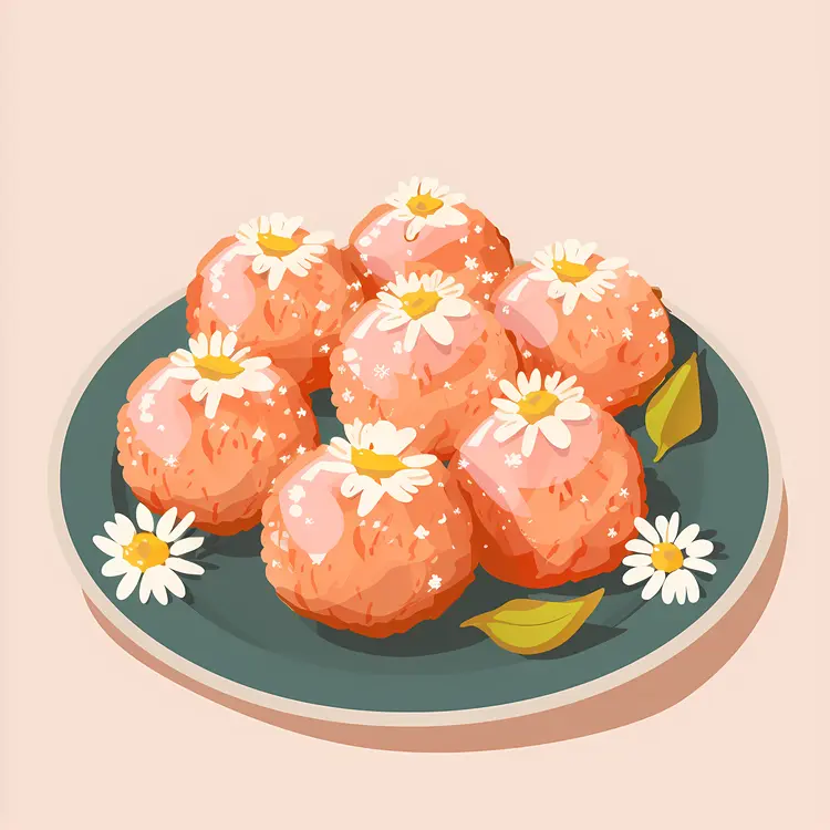 Orange Sweets with Flowers on Plate