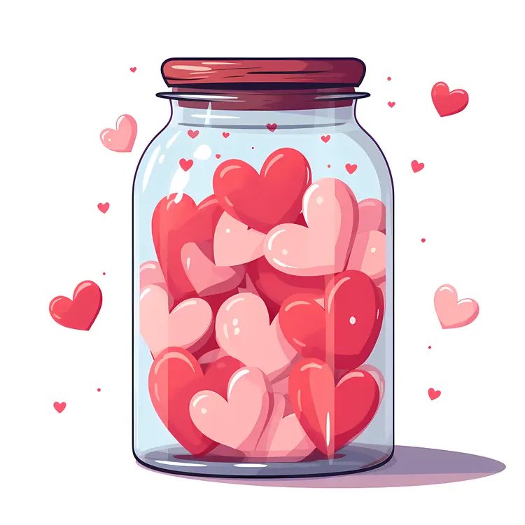 Jar Filled with Hearts for Valentine's Day