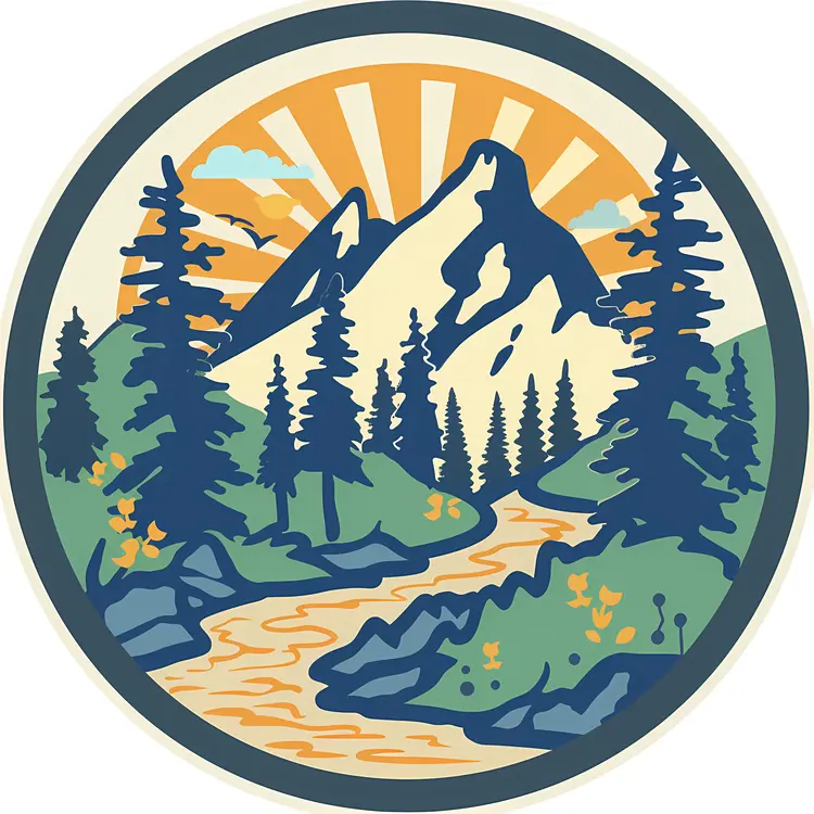 Mountain and River Illustration