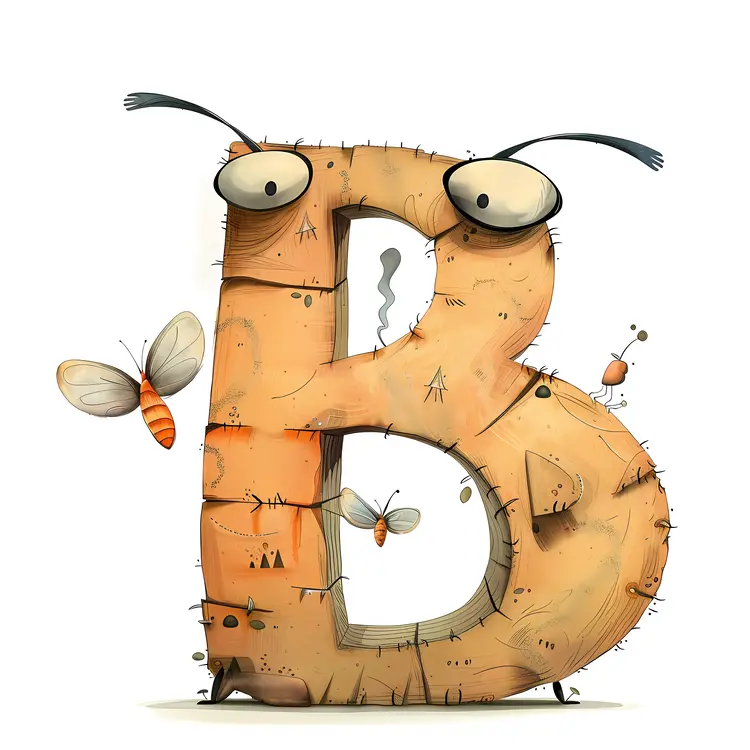 Whimsical Letter B with Insects