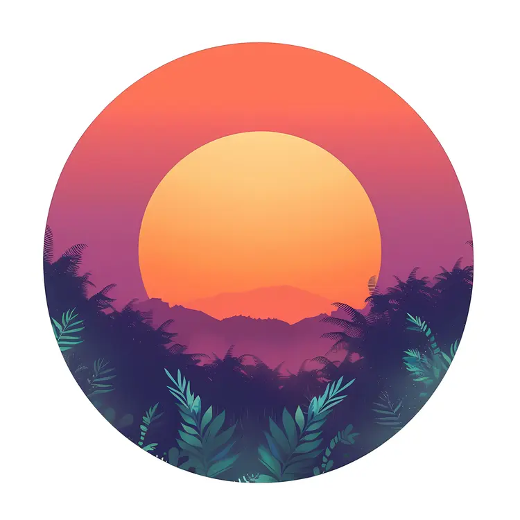 Sunset Over Forest Landscape