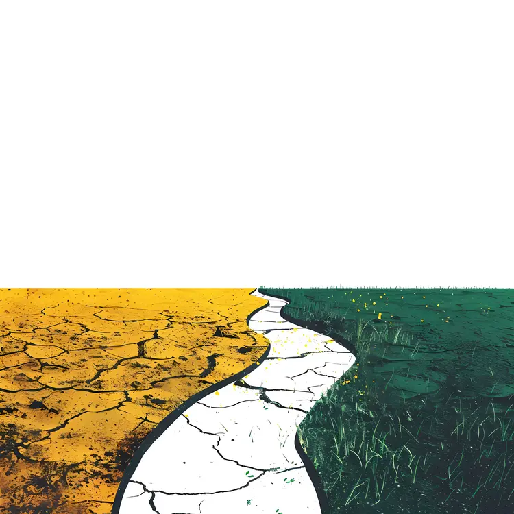 Pathway Dividing Grass and Desert