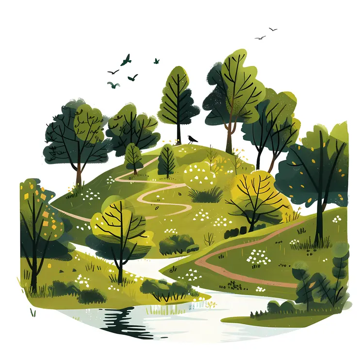 Forest Landscape with River