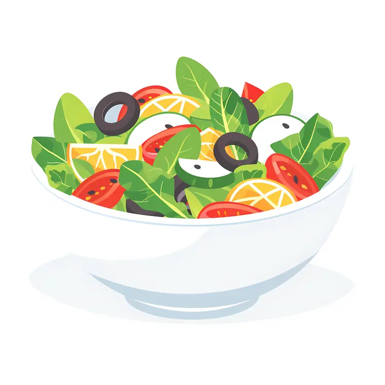 Colorful Salad with Olives and Spinach