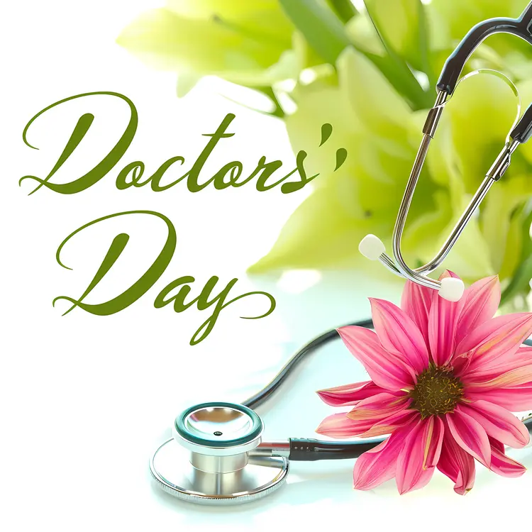 Doctors' Day with Stethoscope and Pink Flower