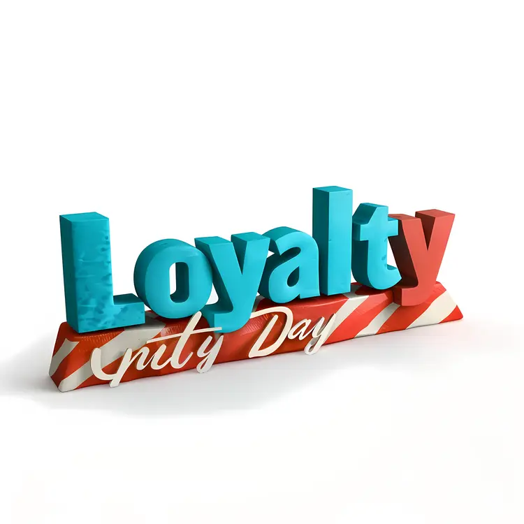 Loyalty Day Text in Blue and Red