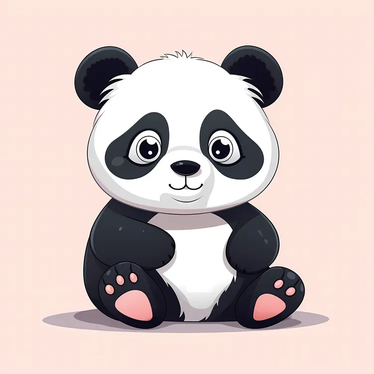Adorable Panda Sitting with Pink Background