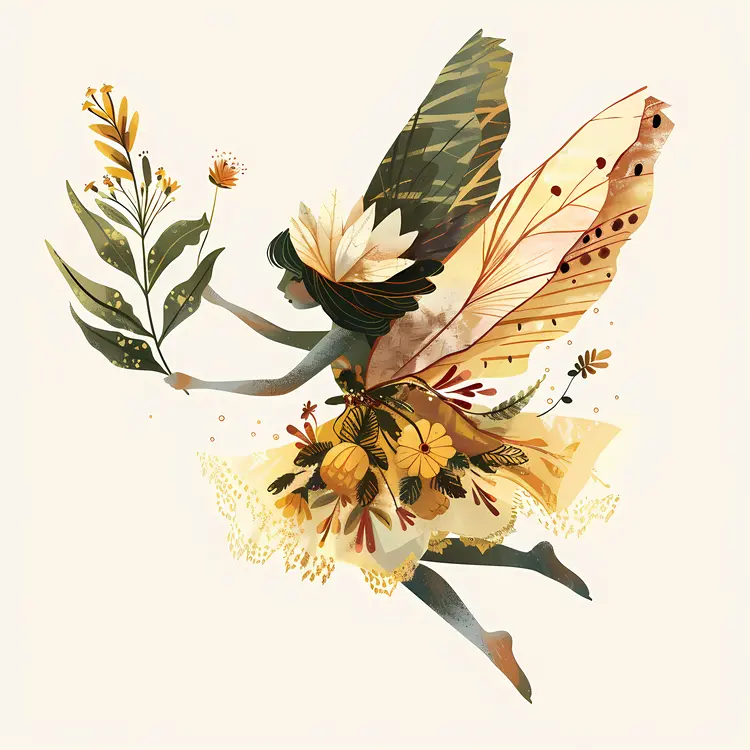 Fairy with Flowers in a Garden