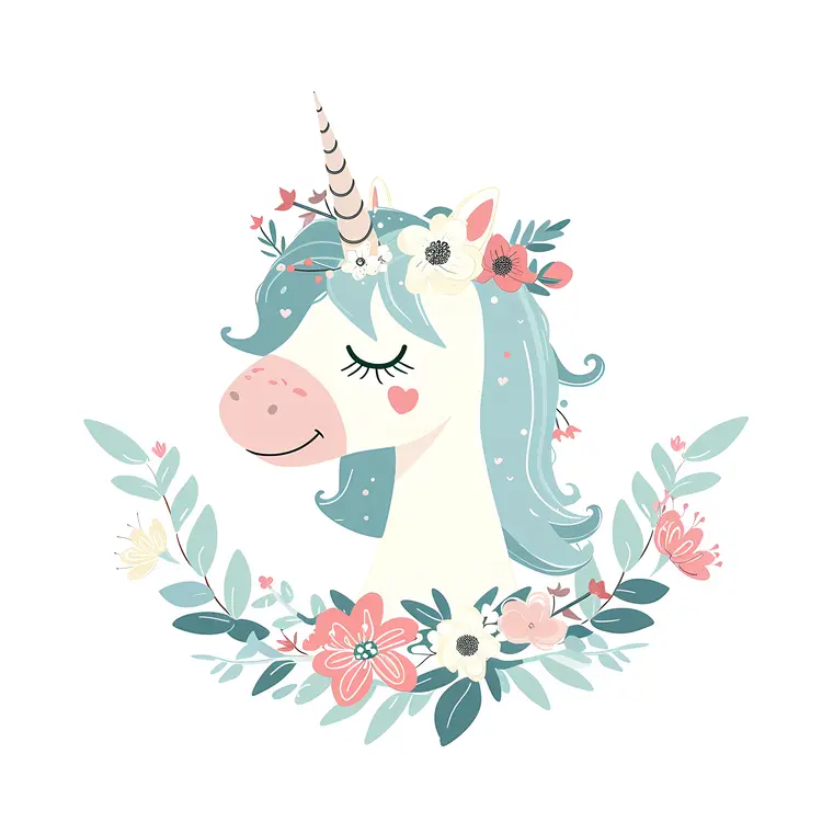 Unicorn with Flowers Illustration