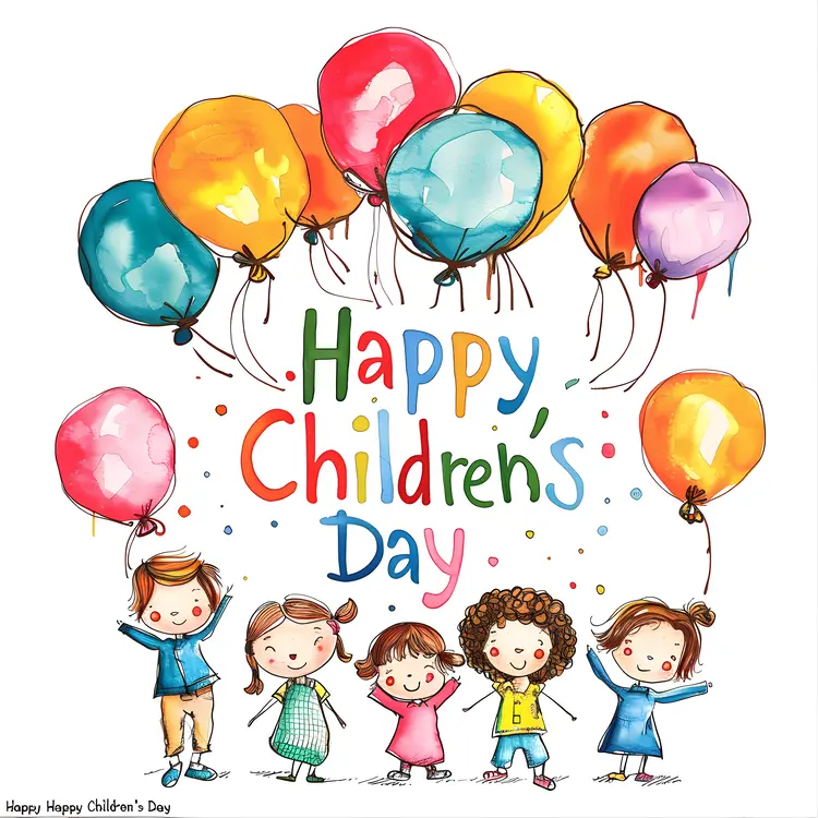 Happy Children's Day Celebration with Balloons