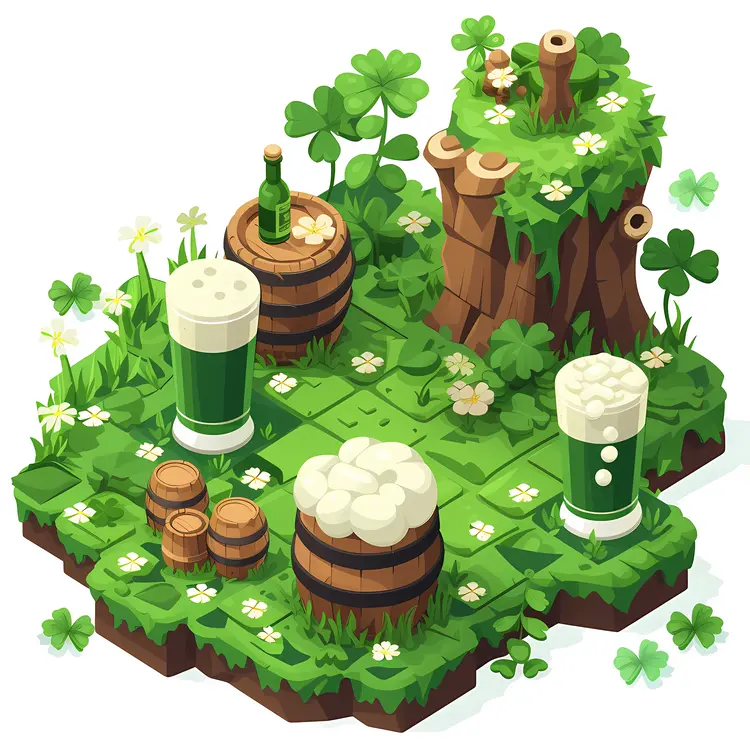 Green Drinks with Barrels and Clovers
