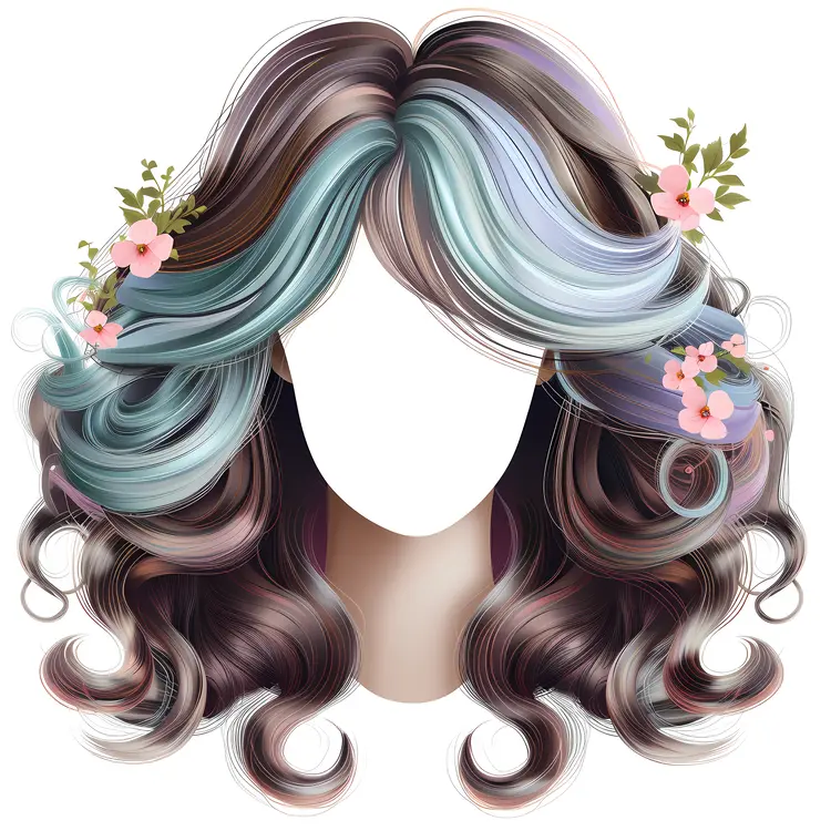 Vibrant Multicolored Hairstyle with Flowers