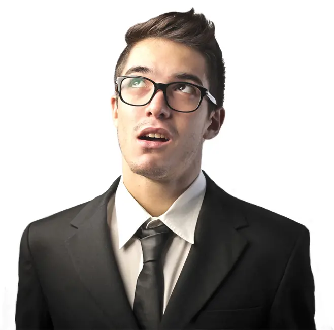 Man in Suit Looking Up