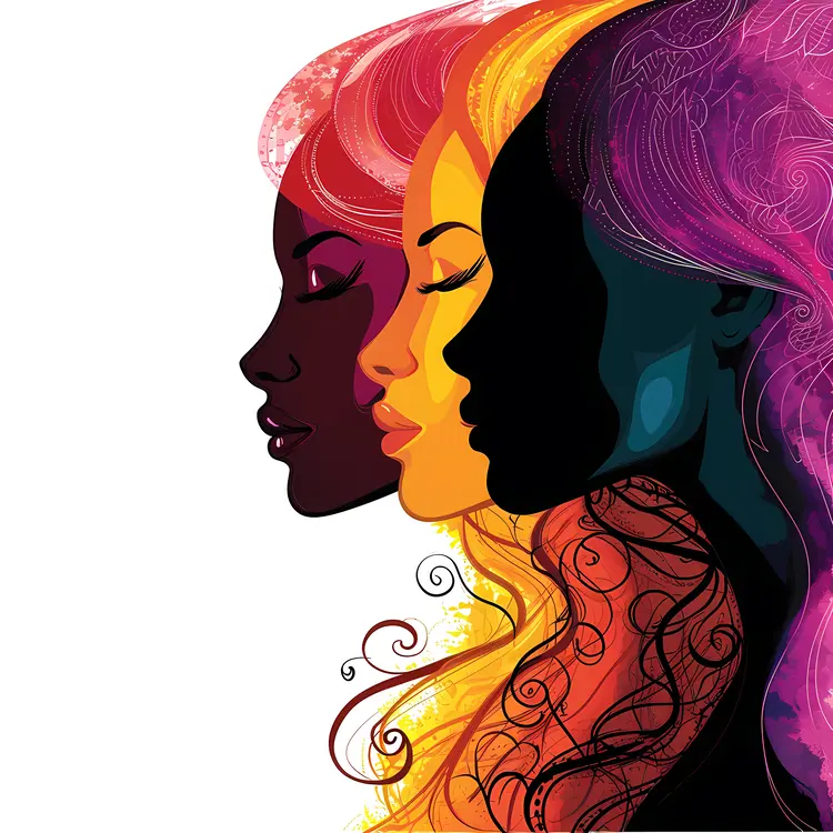Diverse Colorful Profiles of Women