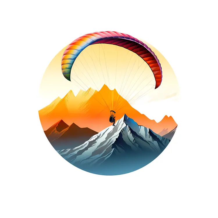 Paraglider Over Sunset Mountains
