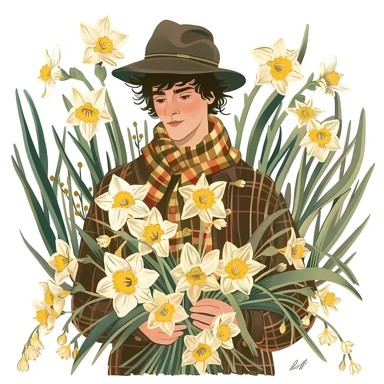 Person with Daffodils