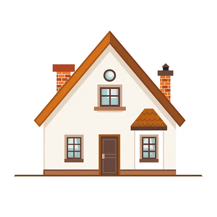 Small Cute Doodle House with Chimney