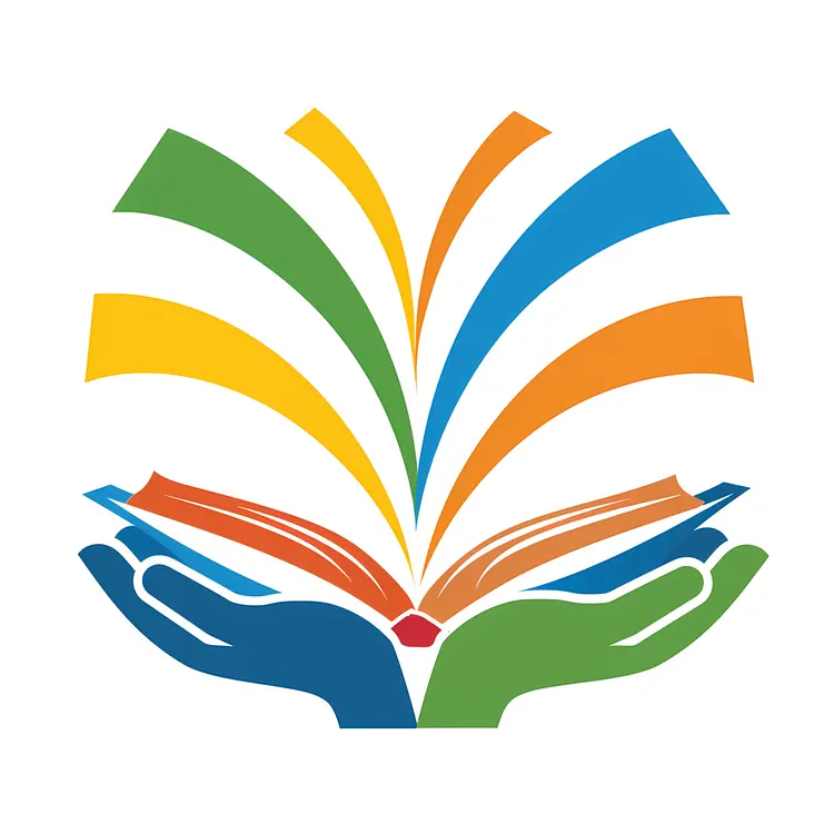 Colorful Book Logo with Hands