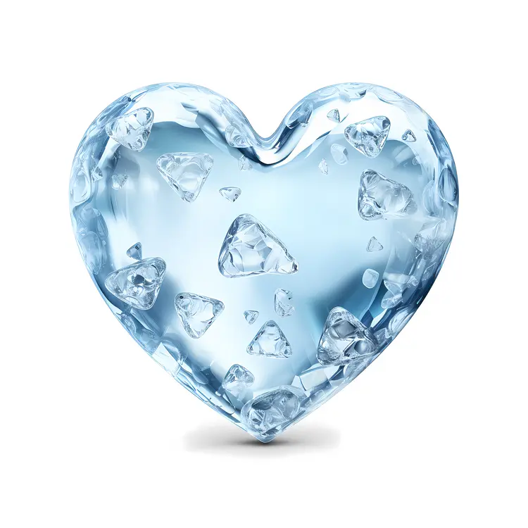 Blue Heart with Ice Cubes