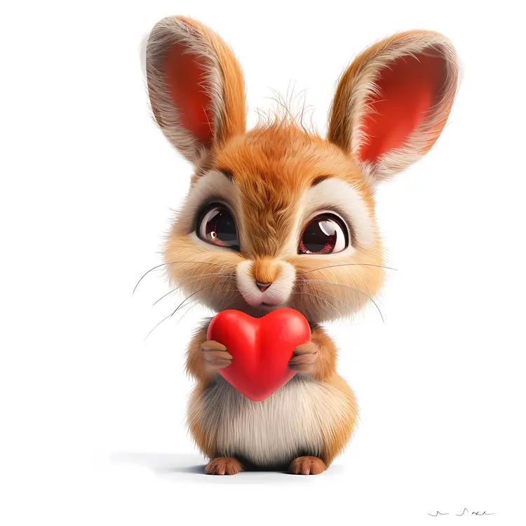 Cute Bunny Holding Heart