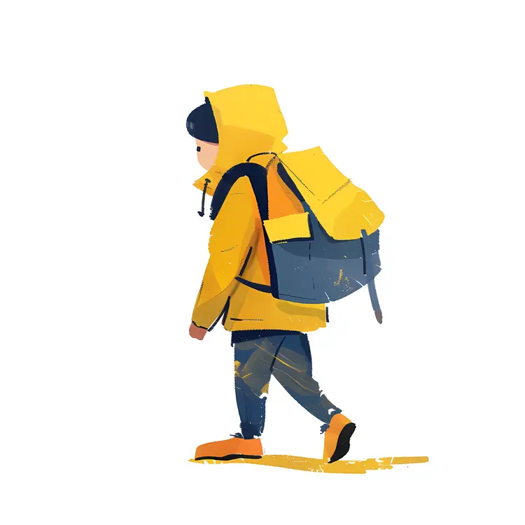 Boy in Yellow Jacket with Backpack