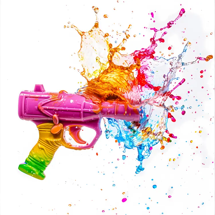 Pink Water Gun with Colorful Splash