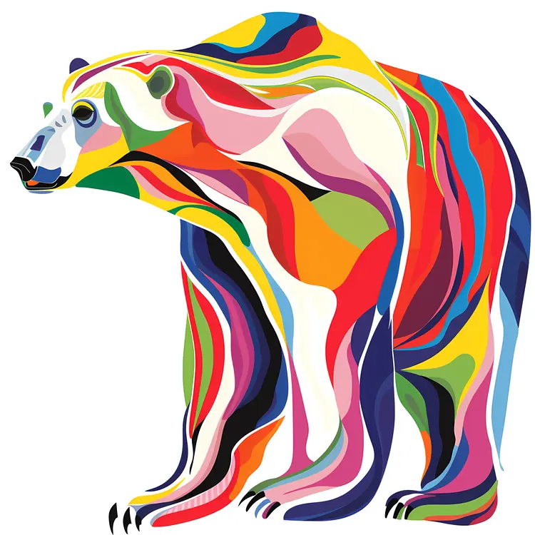 Colorful Side View Polar Bear Illustration