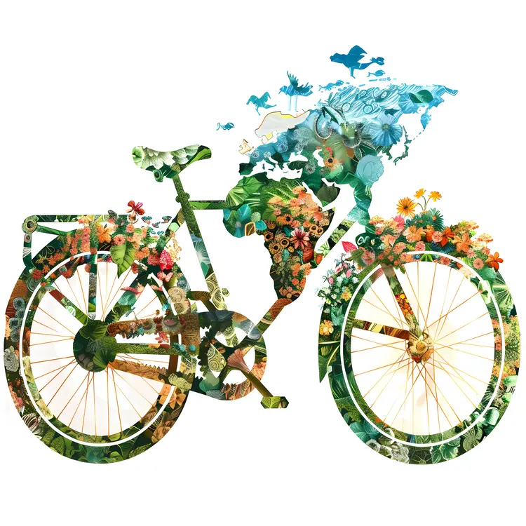 Floral Bicycle with World Map Design