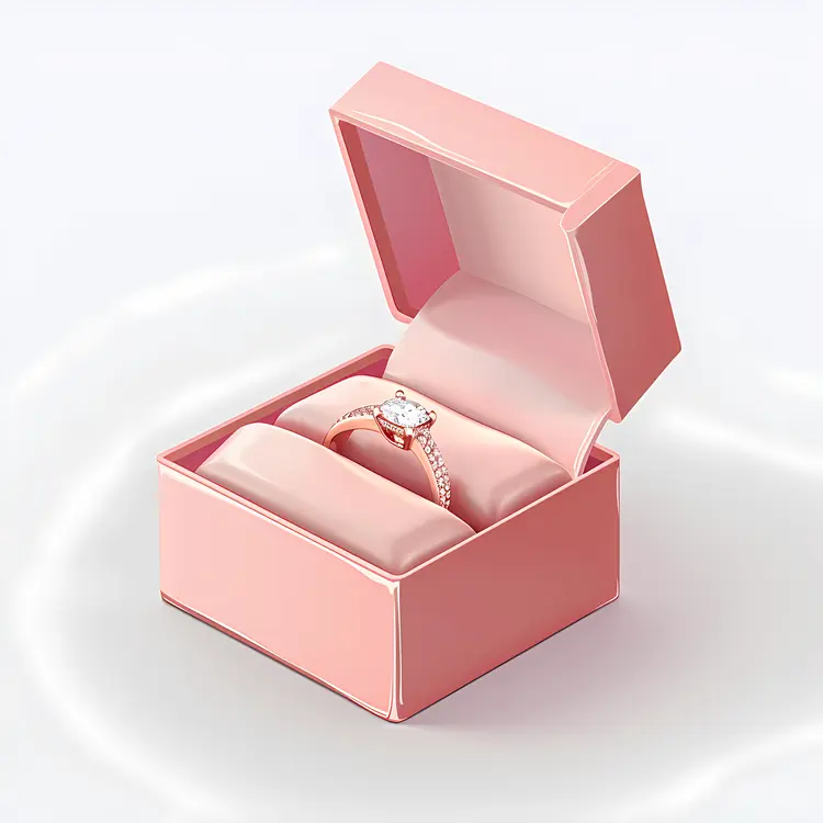 Lovely Diamond Ring in Pink Box