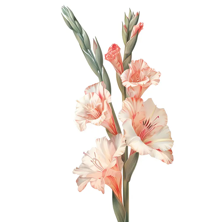 Charming Peach Gladiolus Flowers