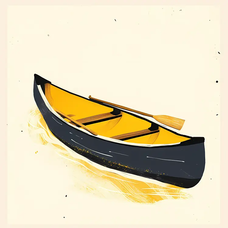 Yellow and Black Canoe with Paddle