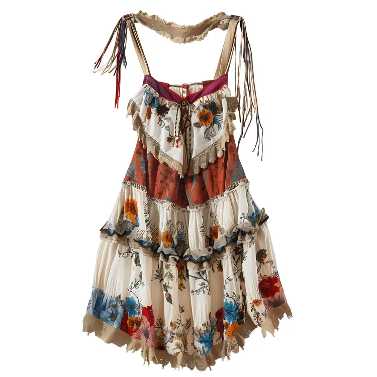 Layered Floral Dress with Straps