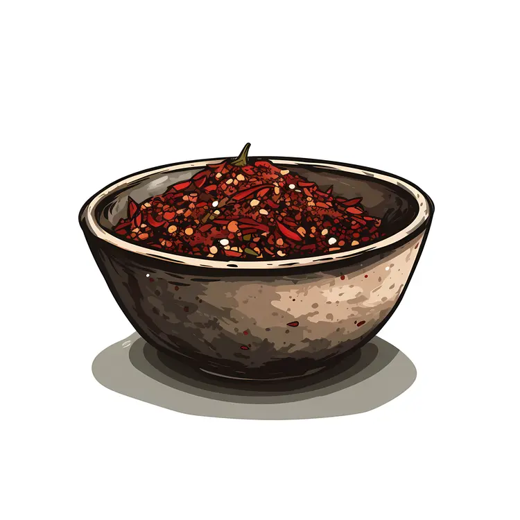 Red Granules in a Stone Bowl