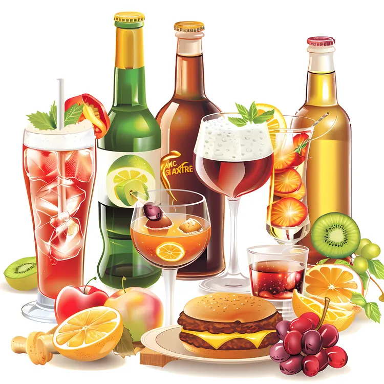 Refreshing Beverages and Burger