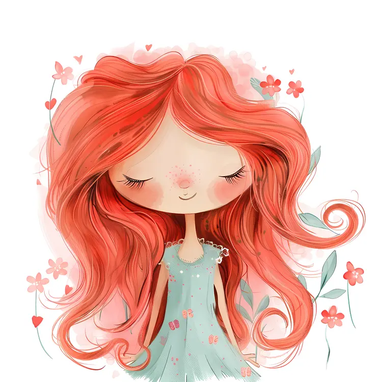 Red-haired girl with closed eyes