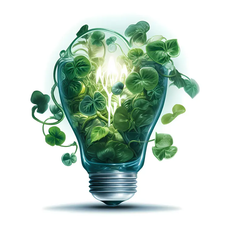 Eco-friendly Light Bulb with Green Plants