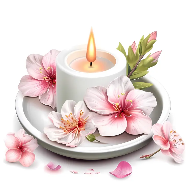 Spa Candles with Cherry Blossom Flowers