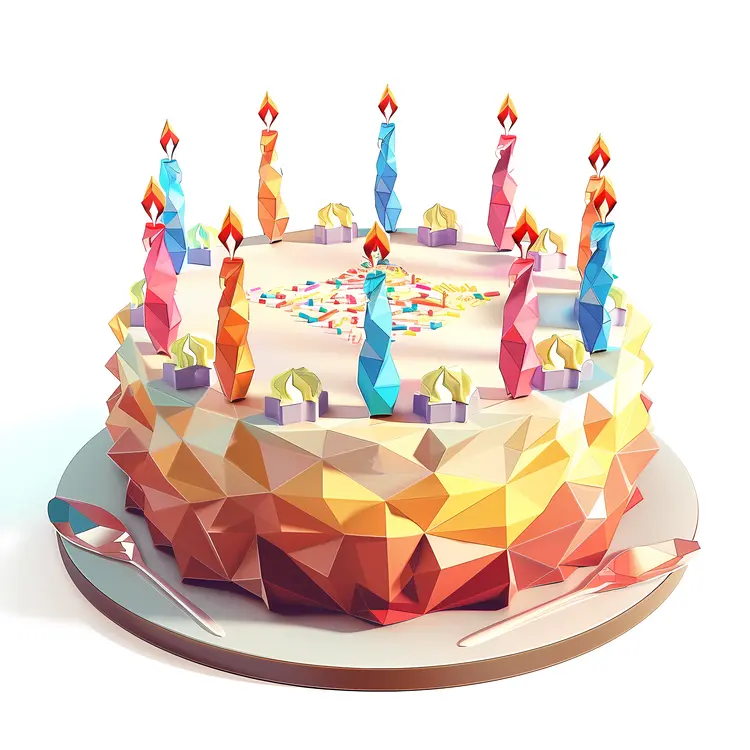 Colorful Birthday Cake with Candles