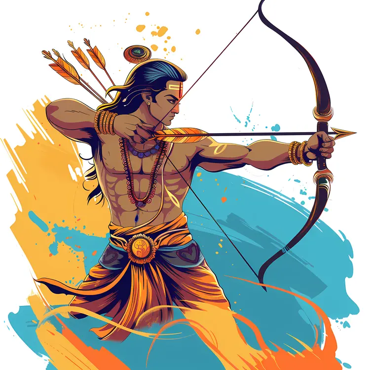 Traditional Archer with Bow and Arrow