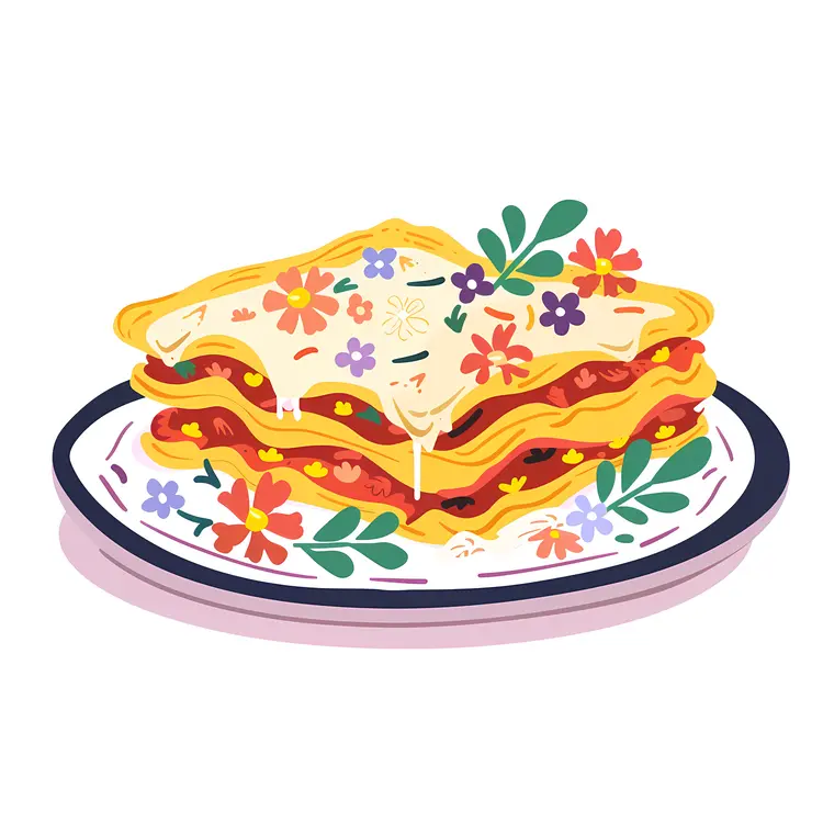 Delicious Lasagna with Floral Decoration