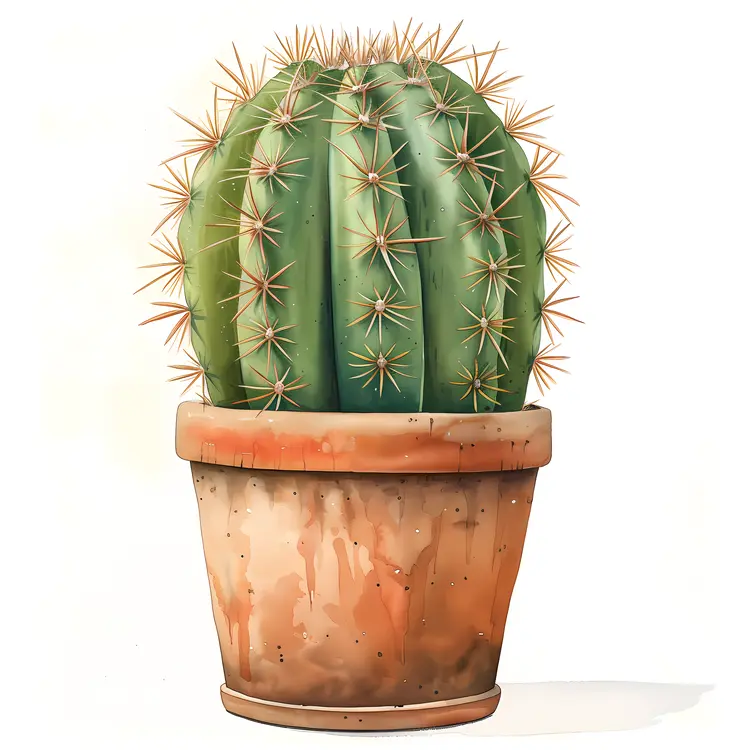 Green Cactus in Terracotta Pot