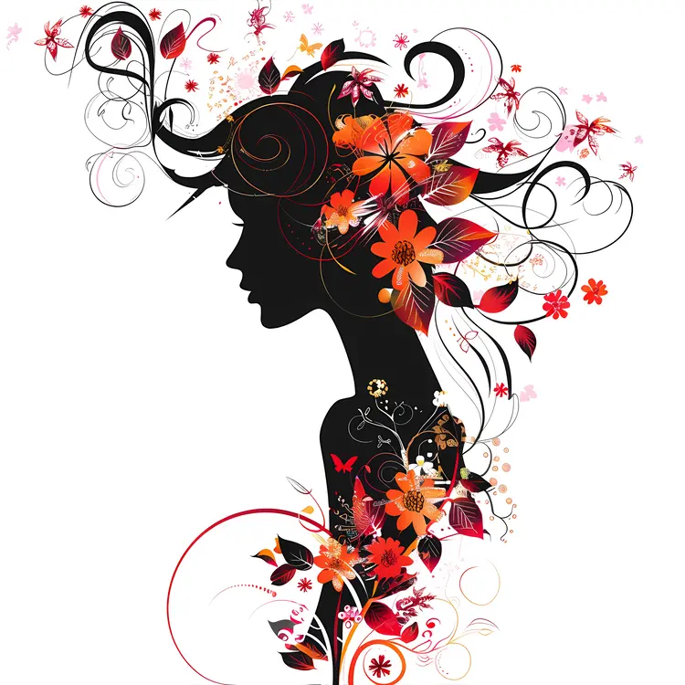 Intricate Floral Silhouette Art