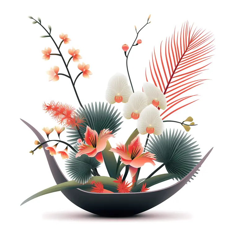 Artistic Colorful Floral Arrangement in a Vase