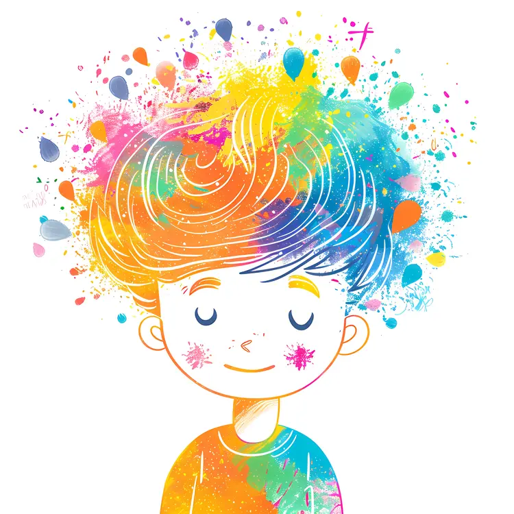Colorful Child with Paint Splashes