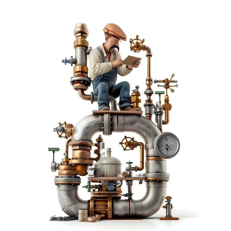 Man Inspecting Pipe System