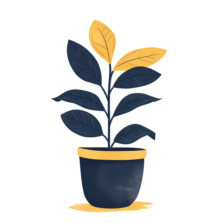 Yellow and Blue Leaves in a Potted Plant