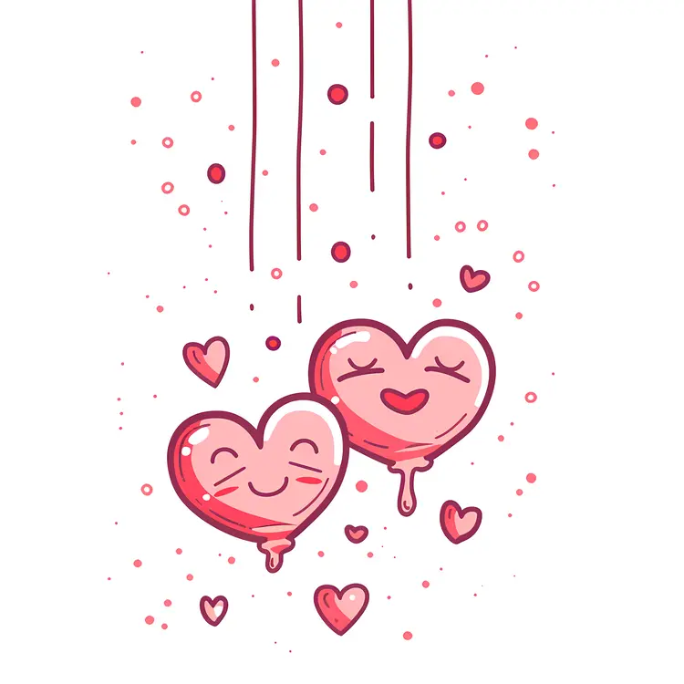 Cute Pink Hearts with Faces