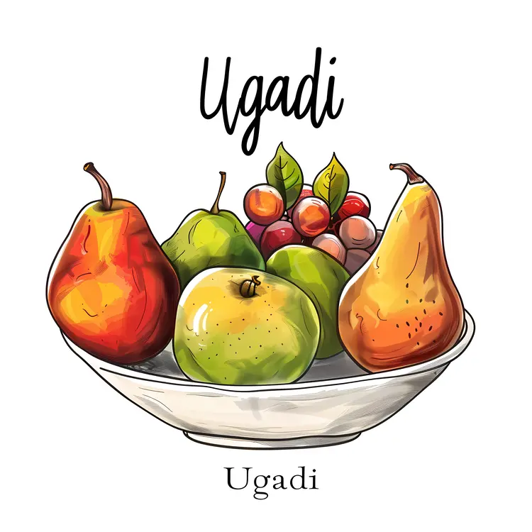 Fruit Bowl Illustration for Ugadi