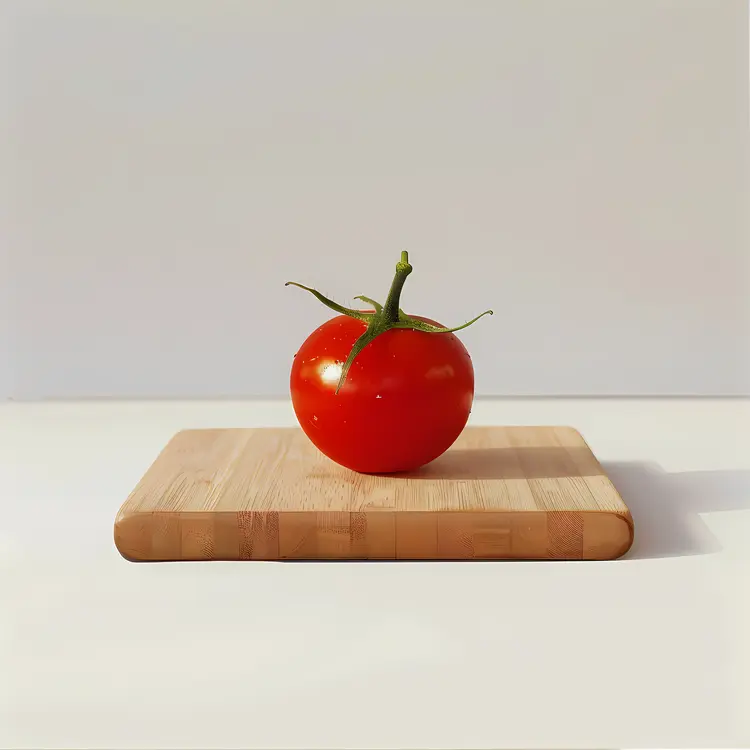 Single Fresh Red Tomato on a Cutting Board